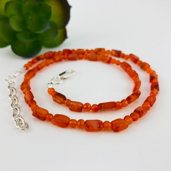 Hand Crafted Jewelry - New Carnelian & Honey Amber Choker Necklace, Handmade, BoHo, Festival